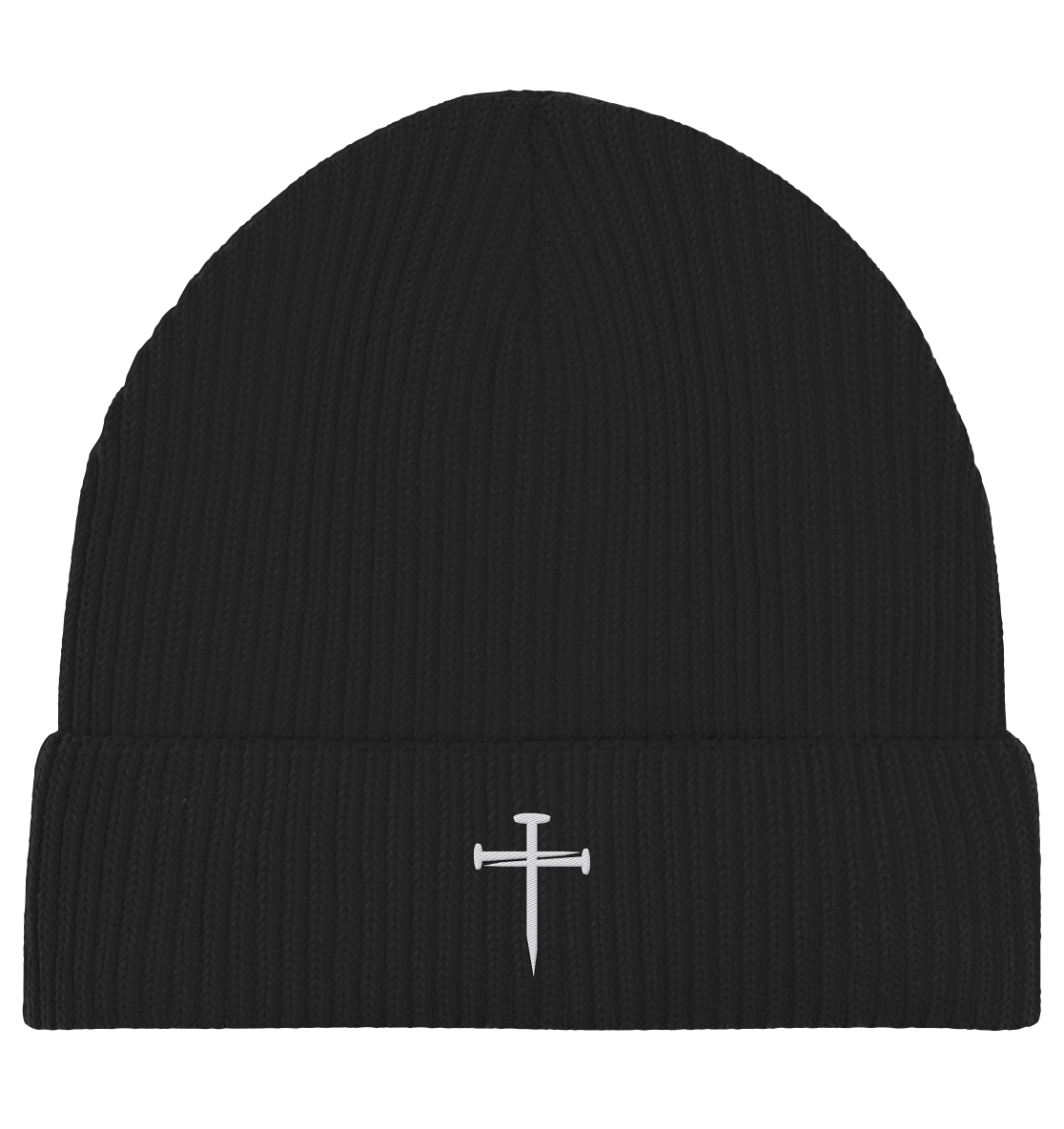 'Nail Cross' Organic Fisherman Beanie