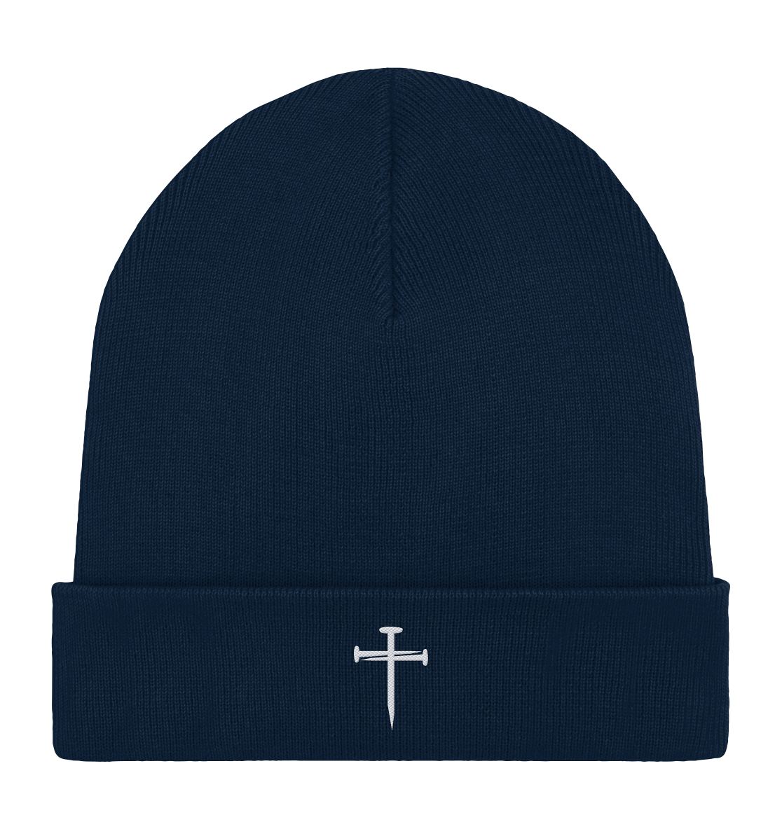 'Nail Cross' Organic Rib Beanie
