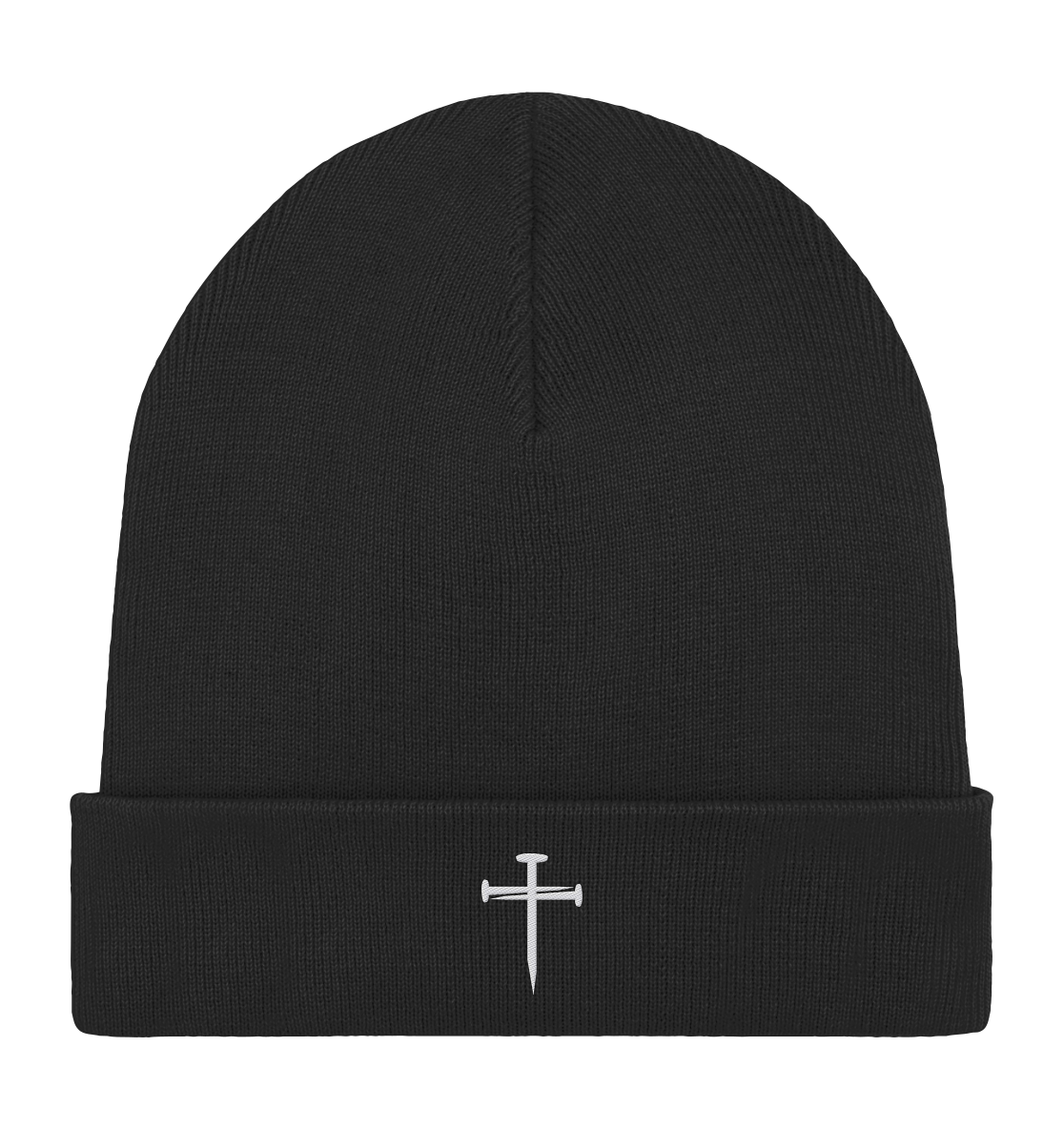 'Nail Cross' Organic Rib Beanie